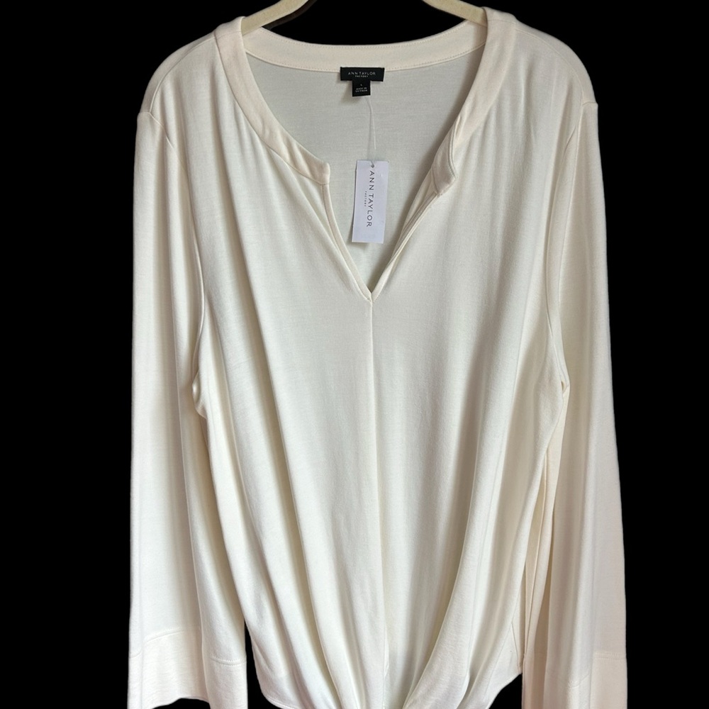Ann Taylor Ivory Long Sleeve Blouse